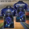 BlueJose Bowling And Pins Skull Grim Reaper Lightning Customized Name, Team Name 3D Shirt (4 Colors)