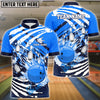 BlueJose Bowling And Pins Skull Hand Pattern Customized Name 3D Shirt (4 Colors)