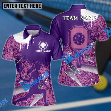 BlueJose Pickleball And Paddles Pink And White Personalized Name, Team Name 3D Unisex Shirt