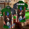 BlueJose Billiards 8 Ball American Eagle Flag Crack Personalized Name, Team Name Shirt (4 Colors)