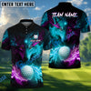 BlueJose Water Wolf & Fire Wolf Pattern Golf Shirt – Lightning 3D Design with Custom Name & Team (4 Colors)