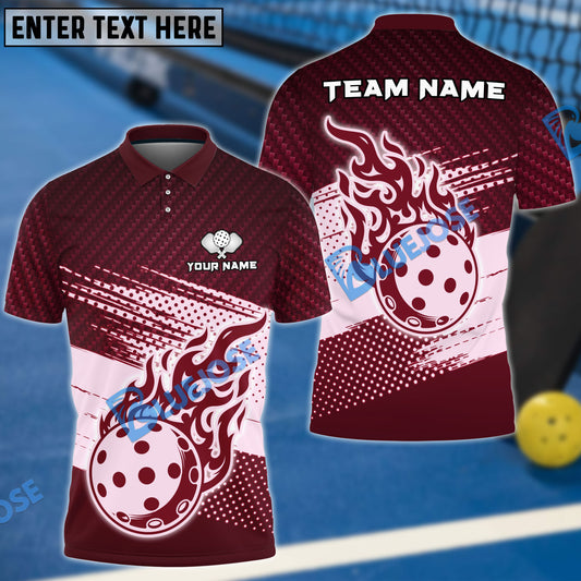 BlueJose Pickleball Fire Pattern Customized Name 3D Shirt (4 Colors)