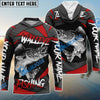 Bluejose Walleye Fishing Red Gray Spinning Pattern Custom Name Windbreaker Jacket
