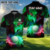 BlueJose Water Wolf & Fire Wolf Pattern Golf Shirt – Lightning 3D Design with Custom Name & Team (4 Colors)