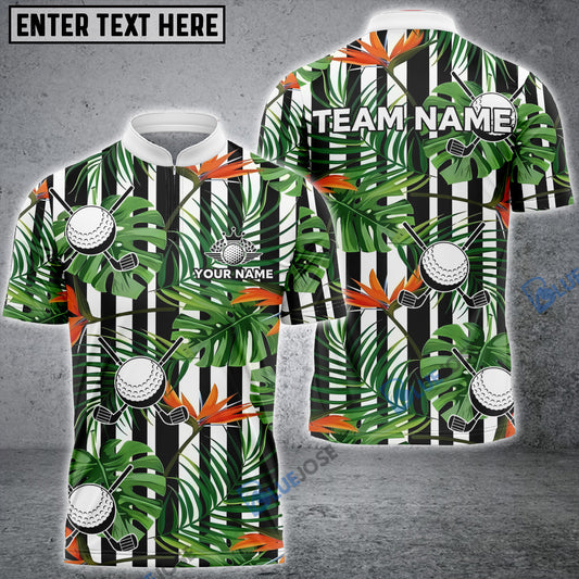 BlueJose Tropical Palm Leaf Golf Customized Name, Team Name 3D Shirts
