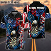 BlueJose Darts American Eagle Smoke Flag Pattern Personalized Name Shirt