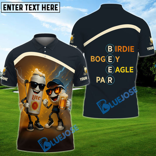 BlueJose Funny Golf And Beer Polo Shirt, Dad Golf Gift, Custom Name & Team Name 3D Shirts
