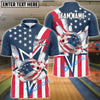 BlueJose Bowling American Flag Star Customized Name, Team Name 3D Shirt