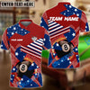 BlueJose Billiards Ball 8 Proud American Flag Pattern Personalized Name, Team Name Unisex Shirt ( 4 Colors )