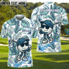 BlueJose Funny Golf Ball Tropical Leaf Customized Name, Team Name 3D Shirts (4 Colors)