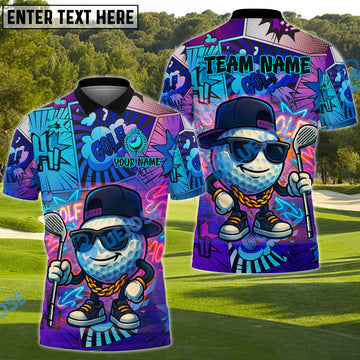 BlueJose Graffiti Golf King Shirt Customized Name, Team Name 3D Shirts (4 Colors)