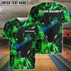 BlueJose Bowling And Pins Green Black Lightning Panther Customized Name, Team Name 3D Shirt