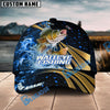 BlueJose Fishing Hooked Jump Splash Personalized Cap (Bass, Walleye, Trout, Crappie, Tuna, Marlin, Mahi-Mahi, Pike)