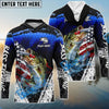 Bluejose Bass Fishing Dark Blue Scratch American Flag scratch Sport Custom Name & Team Name 3D Shirts