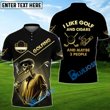BlueJose I Like Golf Funny Skull Golf Shirt Customized Name, Team Name 3D Shirts (4 Colors)