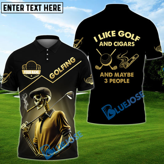 BlueJose I Like Golf Funny Skull Golf Shirt Customized Name, Team Name 3D Shirts (4 Colors)