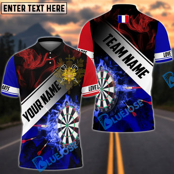 BlueJose Darts France Flag Personalized Name, Team Name Shirt