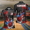 BlueJose Bowling And Pins Flame Smoke Customized Name 3D Shirt (6 Colors)