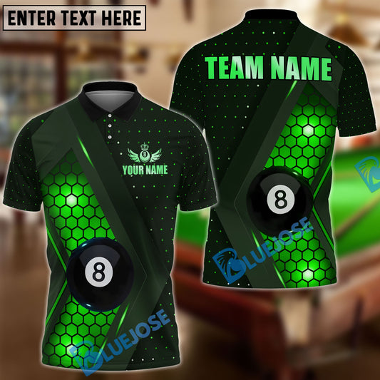 BlueJose Billiards 8 Ball Hex Pattern Personalized Name, Team Name Unisex Shirt (4 Colors)