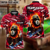 BlueJose Billiards 8 Ball Street Style Flaming Personalized Name, Team Name Unisex Shirt (4 Colors)