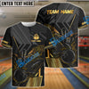 BlueJose Bowling And Pins Black Flaming Multicolor Customized Name 3D Shirt (4 Colors)