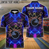 BlueJose Bowling And Pins Neon Light Style Customized Name, Team Name 3D Shirt