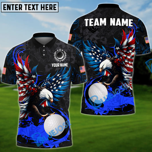 BlueJose Golf Almighty American Eagle Customized Name, Team Name 3D Shirts (4 Colors)