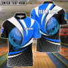 BlueJose Bowling And Pins Curved Strike Customized Name 3D Shirt (6 Colors)