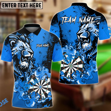 BlueJose Darts Flame Lion Personalized Name, Team Name Pocket Shirt (4 Colors)