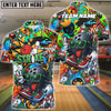 BlueJose Bowling Street Strike Graffiti Skater Style Customized Name, Team Name 3D Shirt (4 Colors)