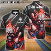 BlueJose Bowling And Pins Skull Flame Customized Name, Team Name 3D Shirt (4 Colors)