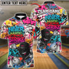 BlueJose Bowling And Pins ‚ÄúNever Miss Strike‚Äù Urban Hip-Hop Customized Name, Team Name 3D Shirt (4 Colors)