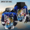 Bluejose Walleye Fishing Dark Blue Scratch American Flag scratch Sport Custom Name & Team Name 3D Shirts