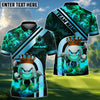 BlueJose Golden Fire King Golf Polo Shirt, Customized Name & Team Name 3D Shirts (4 Colors)