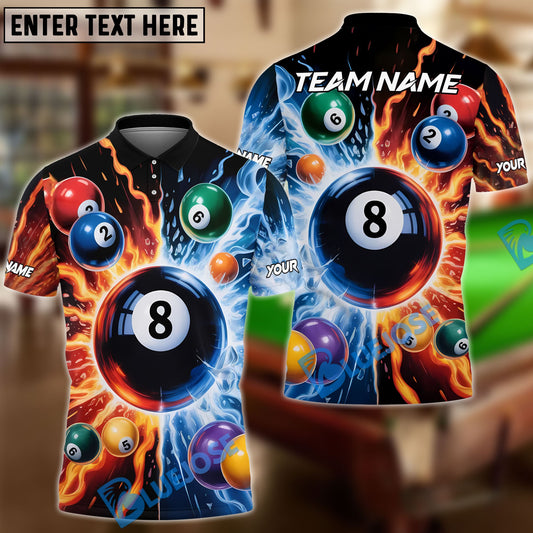 BlueJose Billiards Ball 8 Inferno & Ice Customized Name, Team Name 3D Shirt