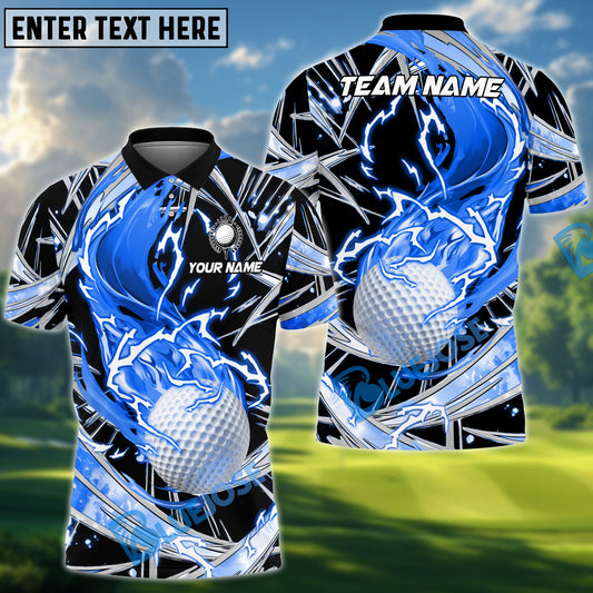 BlueJose Fireball Swing Golf Polo Shirt, Customized Name & Team Name 3D Shirts (4 Colors)