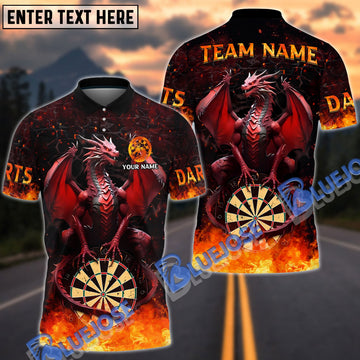 BlueJose Darts Blast Magma Dragon Personalized Name, Team Name Shirt (4 Colors)