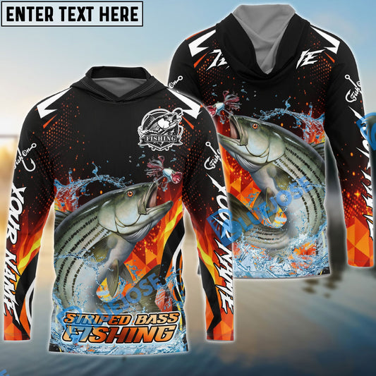 Bluejose Striped Bass Fishing Fire Touch Custom Name & Team Name 3D Shirts
