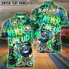 BlueJose Bowling And Pins Funny Never Give Up Graffiti Pattern Customized Name, Team Name 3D Shirt (4 Colors)