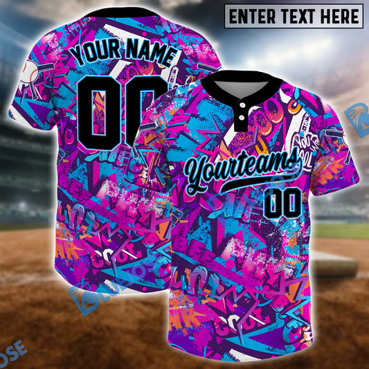 BlueJose Neon Graffiti Softball Jersey, Custom Name & Team Number 3D Shirt (4 Colors)