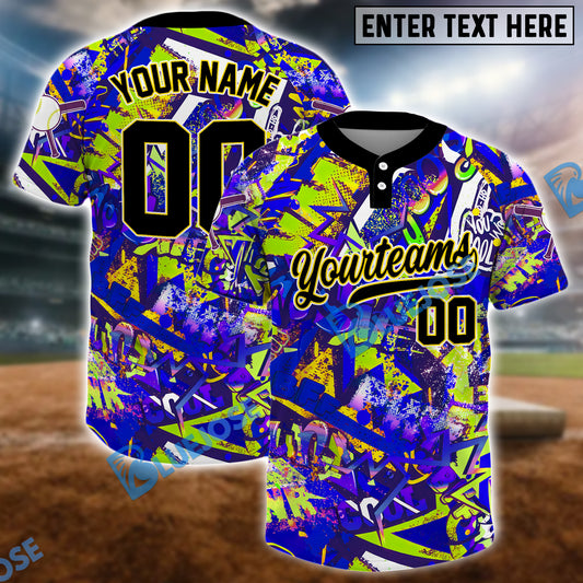 BlueJose Neon Graffiti Softball Jersey, Custom Name & Team Number 3D Shirt (4 Colors)