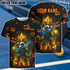 BlueJose Pickleball Neon Raccoon Flame Crown Customized Name & Team Name 3D Shirts