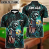 BlueJose Billiards Ball 9 Fire Skull US Flag Personalized Name, Team Name Shirt (6 Colors)