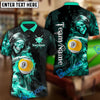BlueJose Billiards Flame Grim Reaper Holding 9 Ball Personalized Name, Team Name Unisex Shirt (4 Colors)