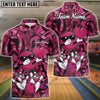 BlueJose Bowling Pink Cartoon Love Heart Personalized Name, Team Name 3D Shirt