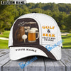 BlueJose Golf And Beer Funny Golf Cap, Personalized Name Pattern 3D Classic Cap
