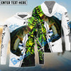 Bluejose Largemouth Bass Fishing Green Camouflage Custom Name Performance Long Sleeve Fishing Shirts