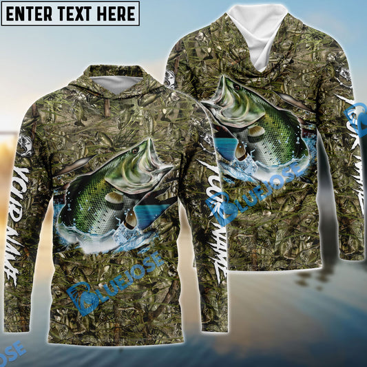 Bluejose Bass Fish Camouflage Fishing Custom Name Shirts For Kids