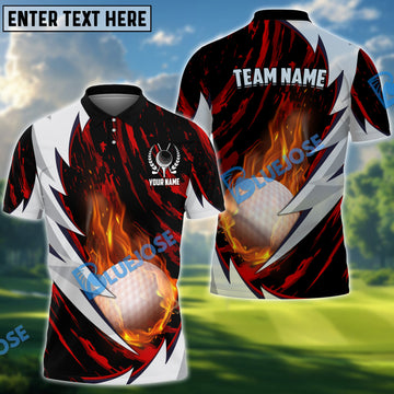 BlueJose Lightning Strike Polo Golf Shirt Customized Name, Team Name 3D Shirts (4 Colors)