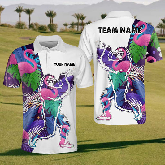 BlueJose Tropical Gorilla Swing Golf Polo Shirt, Custom Name & Team Name 3D Shirts
